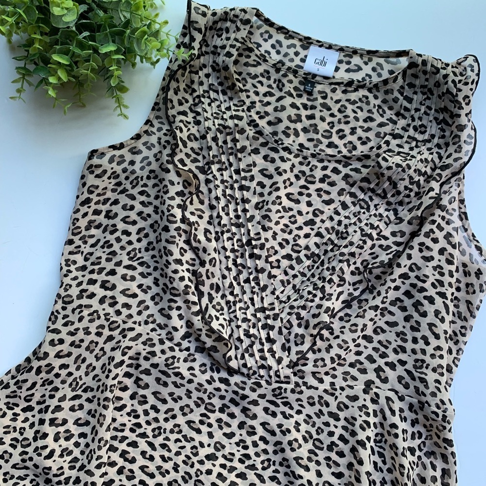CAbi | Leopard Print Blouse with Ruffle Front